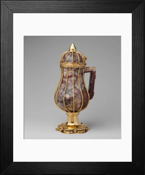 Framed Print : Ewer, German or Rhenish, ca. 1350-80 (ewer); ca. 1400 (mounts). Creator: Unknown