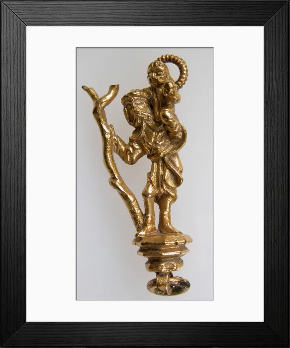 Framed Print : Pendant with St. Christopher Carrying the Christ Child, German, late 15th century Framed Print : Pendant with St. Christopher Carrying the Christ Child, German, late 15th century