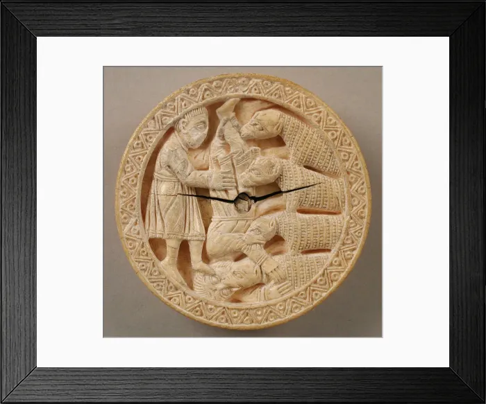 Framed Print : Game Piece with Hercules Throwing Diomedes to His Man-Eating Horses, German, ca. 1150 Framed Print : Game Piece with Hercules Throwing Diomedes to His Man-Eating Horses, German, ca. 1150