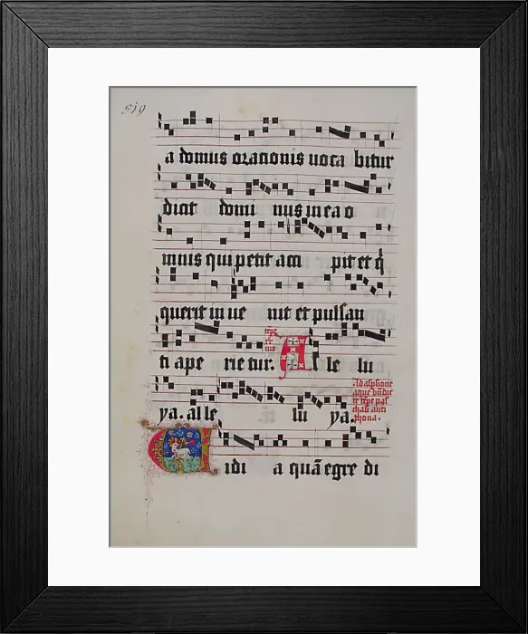 Framed Print : Manuscript Leaf with Initial V, from a Gradual, German, second quarter 15th century Framed Print : Manuscript Leaf with Initial V, from a Gradual, German, second quarter 15th century