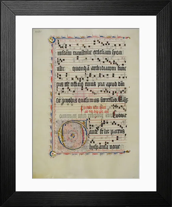 Framed Print : Manuscript Leaf with Initial G, from an Antiphonary, German, second quarter 15th century Framed Print : Manuscript Leaf with Initial G, from an Antiphonary, German, second quarter 15th century