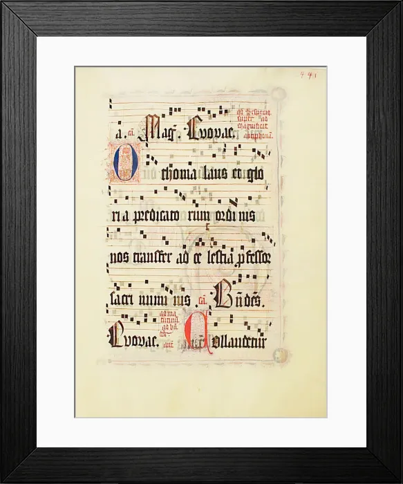 Framed Print : Manuscript Leaf, from an Antiphonary, German, second quarter 15th century Framed Print : Manuscript Leaf, from an Antiphonary, German, second quarter 15th century