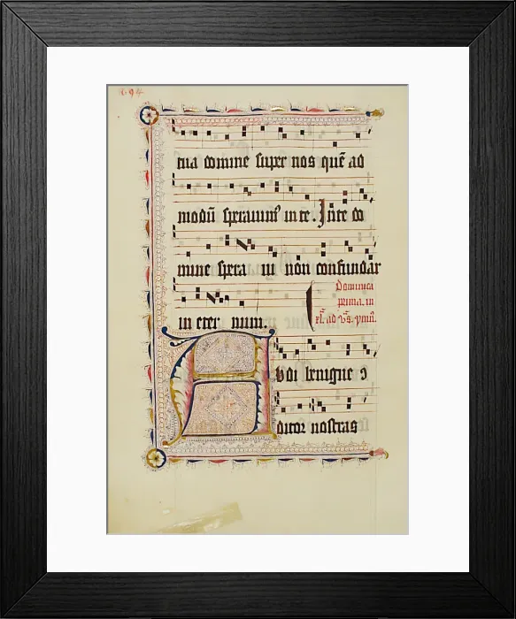 Framed Print : Manuscript Leaf with Initial A, from an Antiphonary, German, second quarter 15th century Framed Print : Manuscript Leaf with Initial A, from an Antiphonary, German, second quarter 15th century