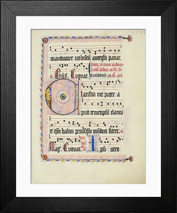 Framed Print : Manuscript Leaf with Initial C, from an Antiphonary, German, ca. 1425-50 Framed Print : Manuscript Leaf with Initial C, from an Antiphonary, German, ca. 1425-50