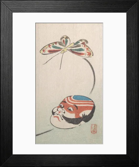 Framed Print : Butterfly and Mask of Yakko (the footman of a samurai), 18th-19th century Framed Print : Butterfly and Mask of Yakko (the footman of a samurai), 18th-19th century
