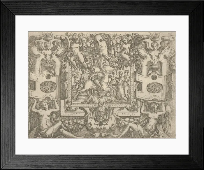 Framed Print : Figure on horseback holding a sword and riding over a figure lying on the ground, s Framed Print : Figure on horseback holding a sword and riding over a figure lying on the ground, s