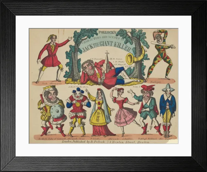 Framed Print : Characters and Scenes, from Jack the Giant Killer, Plate 1 for a Toy Theater, 1870-90