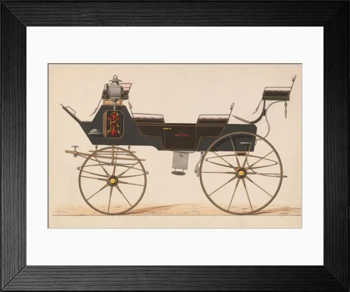 Framed Print : Design for Early Style Drag with No Top, ca. 1860. Creator: Brewster & Co Framed Print : Design for Early Style Drag with No Top, ca. 1860. Creator: Brewster & Co
