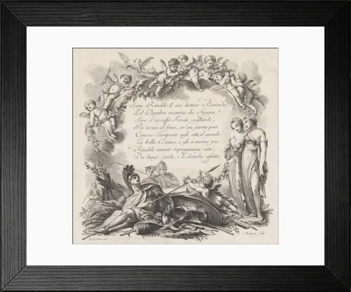 Framed Print : Vignette for the first chant of Roland Furieux, 18th century Framed Print : Vignette for the first chant of Roland Furieux, 18th century