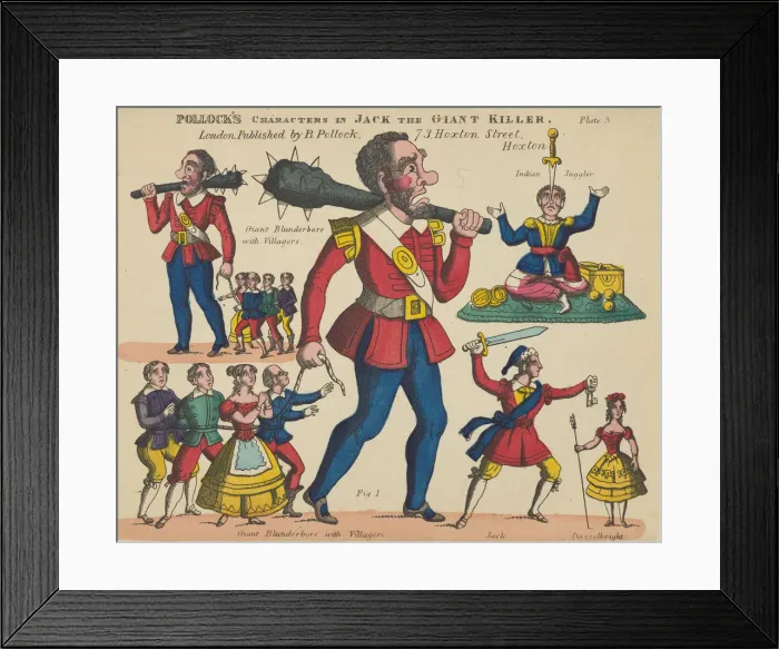 Framed Print : Characters, from Jack the Giant Killer, Plate 3 for a Toy Theater, 1870-90 Framed Print : Characters, from Jack the Giant Killer, Plate 3 for a Toy Theater, 1870-90