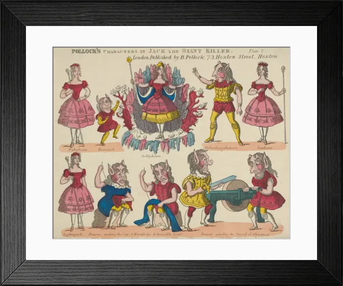 Framed Print : Characters, from Jack the Giant Killer, Plate 2 for a Toy Theater, 1870-90. 1870-90 Framed Print : Characters, from Jack the Giant Killer, Plate 2 for a Toy Theater, 1870-90. 1870-90