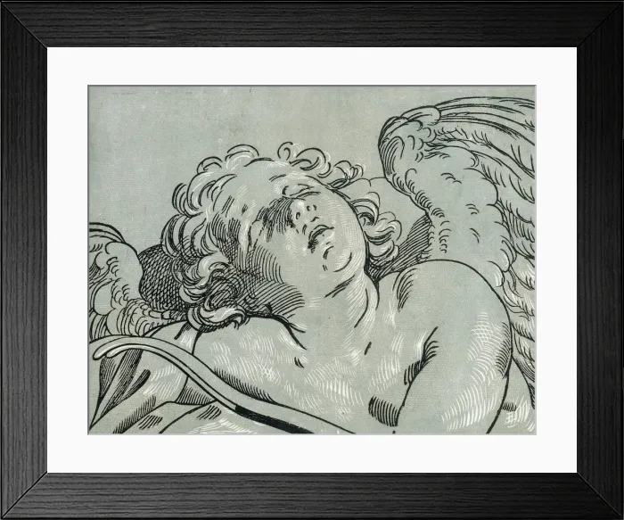 Framed Print : A sleeping cupid, 1630-45. Creator: Bartolomeo Coriolano Framed Print : A sleeping cupid, 1630-45. Creator: Bartolomeo Coriolano