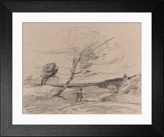 Framed Print : The Gust of Wind (Le Coup de Vent), 1871. Creator: Jean-Baptiste-Camille Corot Framed Print : The Gust of Wind (Le Coup de Vent), 1871. Creator: Jean-Baptiste-Camille Corot