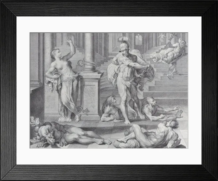 Framed Print : Plate 10: Ulysses compelling Circe to restore his companions human shapes Framed Print : Plate 10: Ulysses compelling Circe to restore his companions human shapes