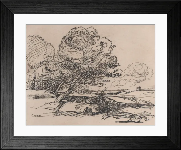 Framed Print : The Lonely Tower (La Tour isolee), 1871. Creator: Jean-Baptiste-Camille Corot Framed Print : The Lonely Tower (La Tour isolee), 1871. Creator: Jean-Baptiste-Camille Corot
