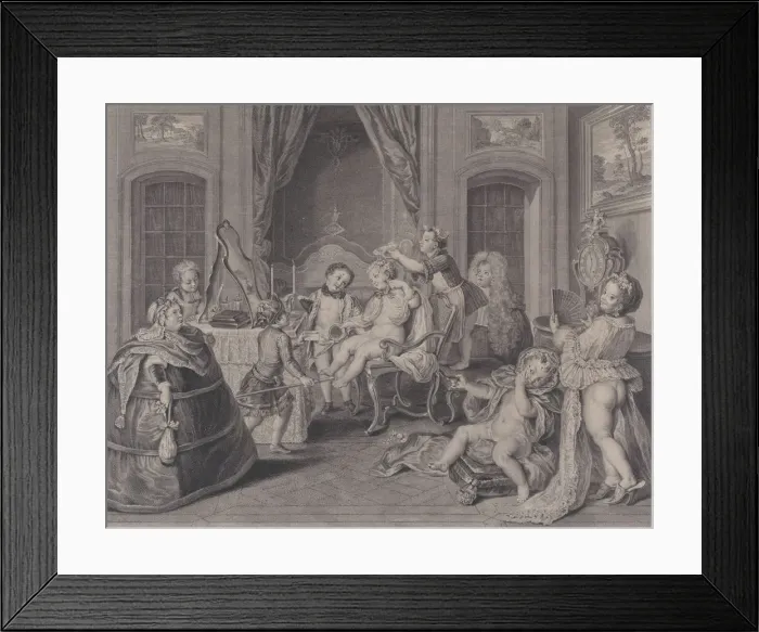 Framed Print : Childrens Games (Jeux des Enfants), 1731. Creator: Francois Bernard Lepicie