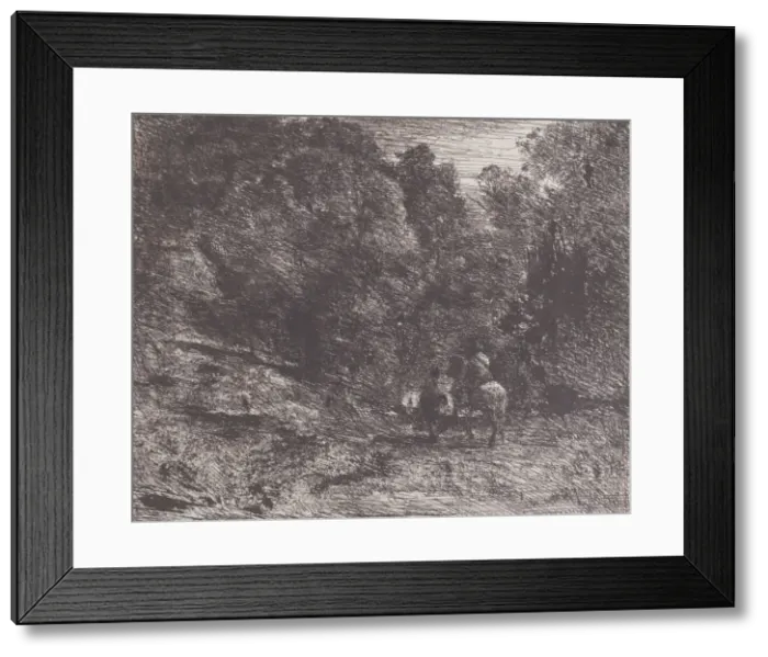 Framed Print : Two Travelers in a Forest (Le Cavalier en foret et le pieton), 1854 Framed Print : Two Travelers in a Forest (Le Cavalier en foret et le pieton), 1854