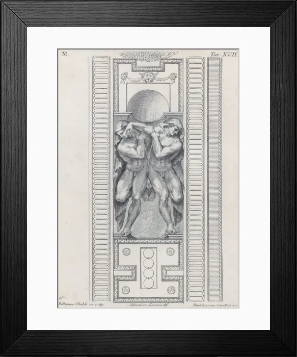 Framed Print : Plate 17: two nude figures wearing veils, 1756. Creators: Bartolomeo Crivellari Framed Print : Plate 17: two nude figures wearing veils, 1756. Creators: Bartolomeo Crivellari