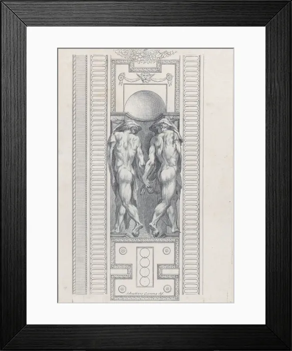 Framed Print : Plate 18: two nude figures wearing veils, seen from behind, 1756 Framed Print : Plate 18: two nude figures wearing veils, seen from behind, 1756