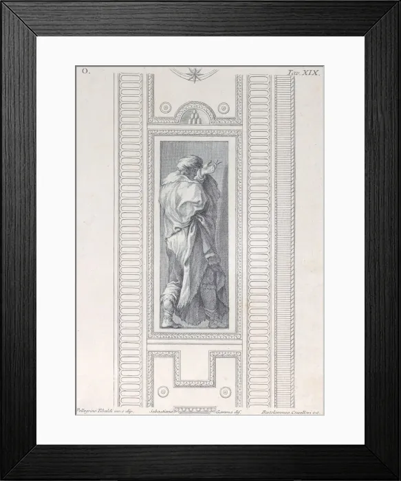 Framed Print : Plate 19: figure seen from behind with left hand raised, 1756 Framed Print : Plate 19: figure seen from behind with left hand raised, 1756