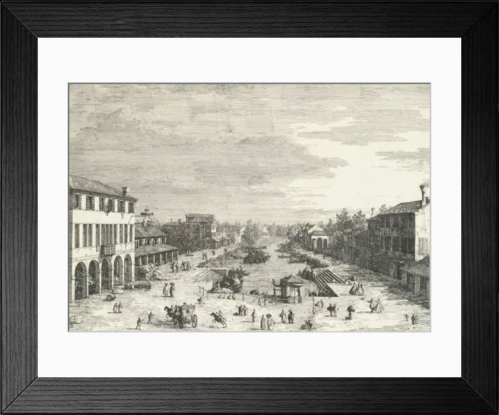 Framed Print : View of Mestre, an inn at left and other various buildings lining the canal, from View Framed Print : View of Mestre, an inn at left and other various buildings lining the canal, from View