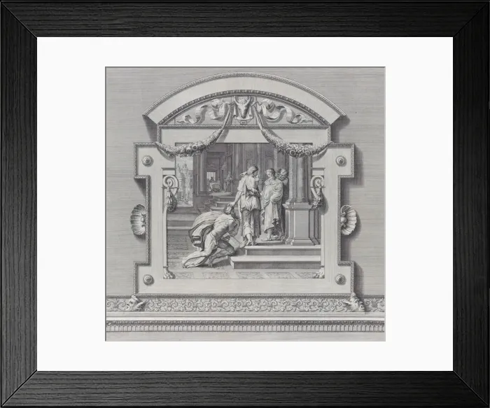 Framed Print : Plate 27: Ulysses received by Alcinous king of Phoeacia and his Queen Areta after his ship... 1756. Creators: Bartolomeo Crivellari, Gabriel Soderling Framed Print : Plate 27: Ulysses received by Alcinous king of Phoeacia and his Queen Areta after his ship... 1756. Creators: Bartolomeo Crivellari, Gabriel Soderling