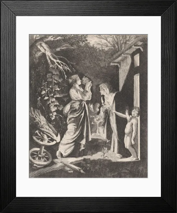 Framed Print : The Mocking of Ceres: a nocturnal scene with Ceres drinking from a jug of water given to Framed Print : The Mocking of Ceres: a nocturnal scene with Ceres drinking from a jug of water given to
