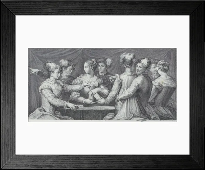 Framed Print : A group of elegantly dressed people playing cards, 1740-68 Framed Print : A group of elegantly dressed people playing cards, 1740-68