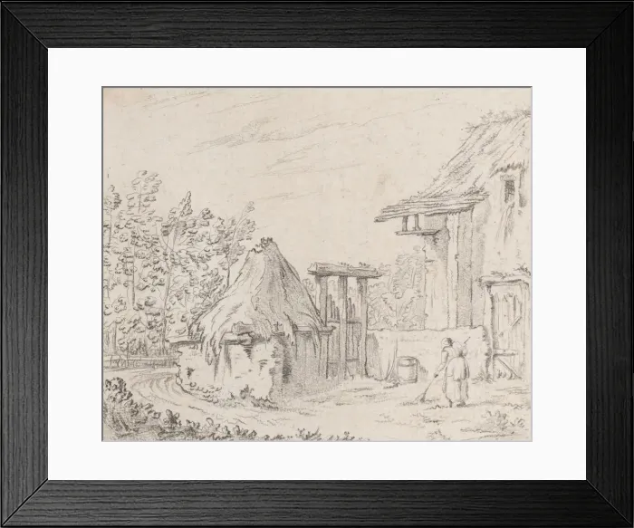 Framed Print : Farmyard, 1758. Creator: Barthelemy-Augustin Blondel d Azincourt Framed Print : Farmyard, 1758. Creator: Barthelemy-Augustin Blondel d Azincourt