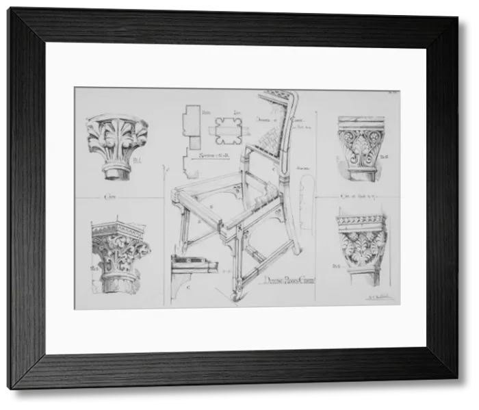 Framed Print : Gothic Forms Applied to Furniture, Metal Work and Decoration for Domestic Purposes, 1867 Framed Print : Gothic Forms Applied to Furniture, Metal Work and Decoration for Domestic Purposes, 1867