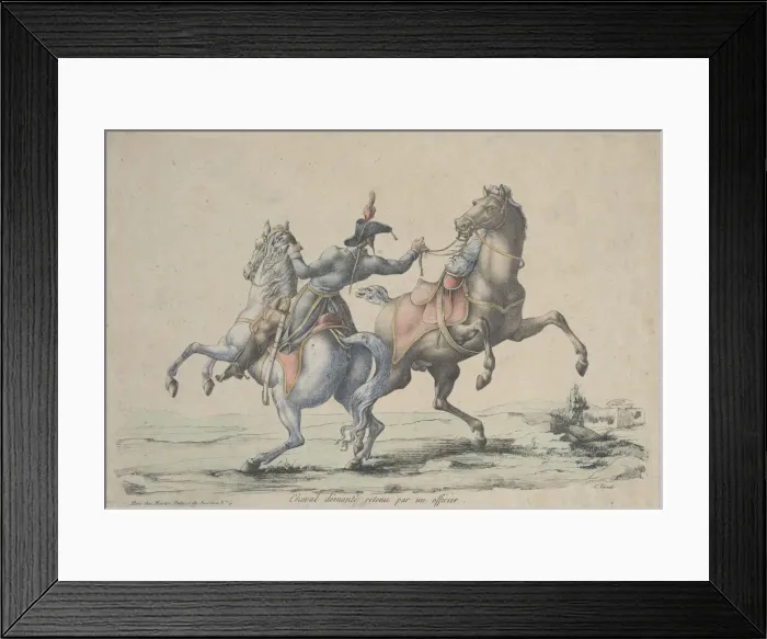 Framed Print : A Dismounted Horse Reined in by an Officer, 1770-1836. Creator: Carle Vernet Framed Print : A Dismounted Horse Reined in by an Officer, 1770-1836. Creator: Carle Vernet