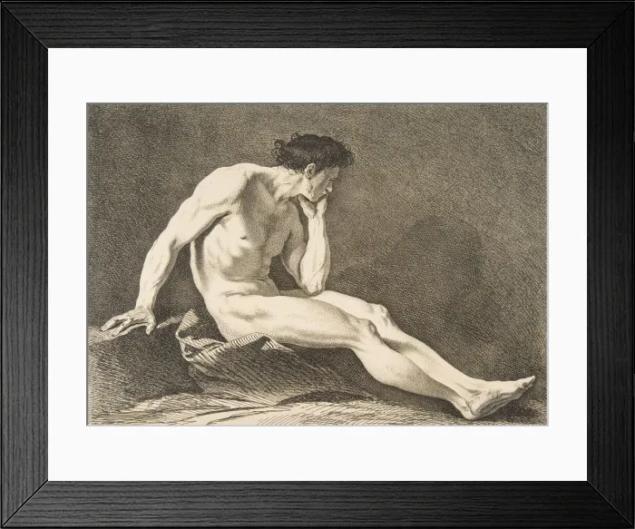 Framed Print : An Academie': Sitting Man, 1742-43. Creator: Carle van Loo Framed Print : An Academie': Sitting Man, 1742-43. Creator: Carle van Loo