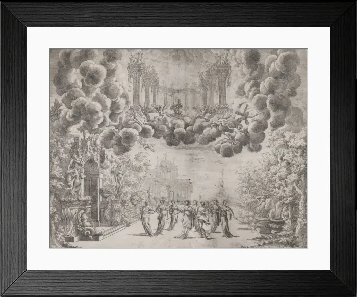 Framed Print : Stage design with allegorical figures; from L Idea di tutti le perfezioni... Piacenz Framed Print : Stage design with allegorical figures; from L Idea di tutti le perfezioni... Piacenz