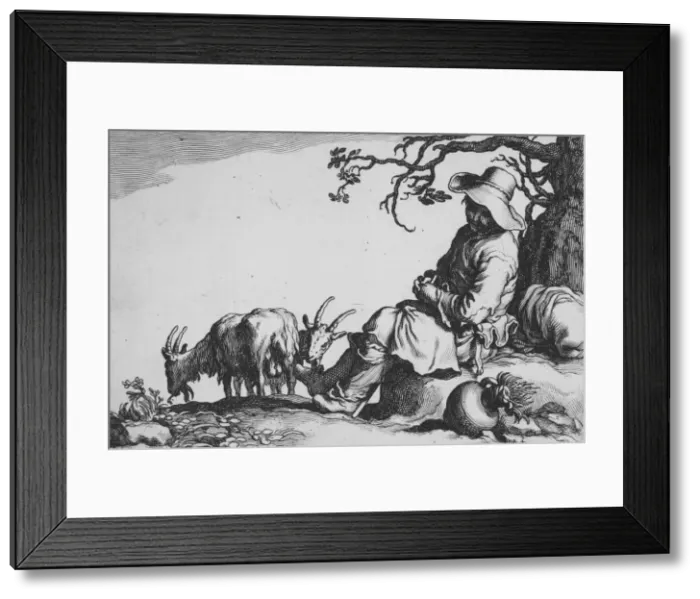 Framed Print : Pastoral with goatherd and goats, from the series Sixteen Peasant Subjects, 17th century Framed Print : Pastoral with goatherd and goats, from the series Sixteen Peasant Subjects, 17th century