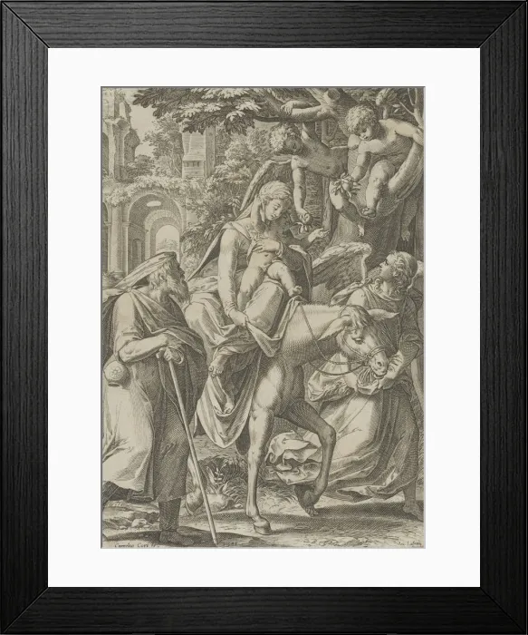 Framed Print : The Flight into Egypt, 1571. Creator: Cornelis Cort Framed Print : The Flight into Egypt, 1571. Creator: Cornelis Cort