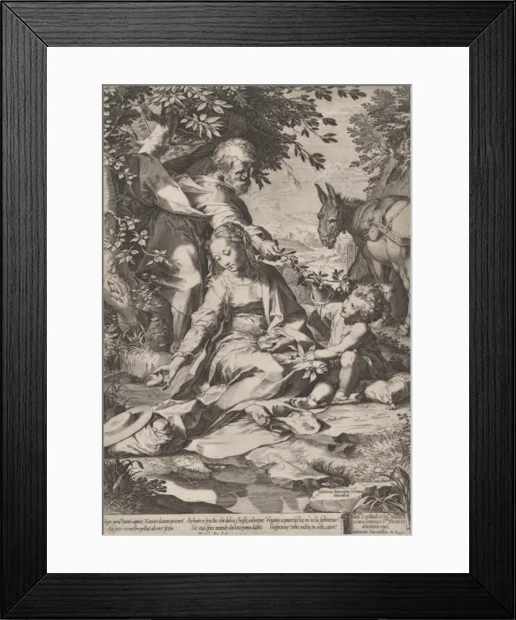 Framed Print : The Rest on the Return from Egypt, 1575. Creator: Cornelis Cort Framed Print : The Rest on the Return from Egypt, 1575. Creator: Cornelis Cort