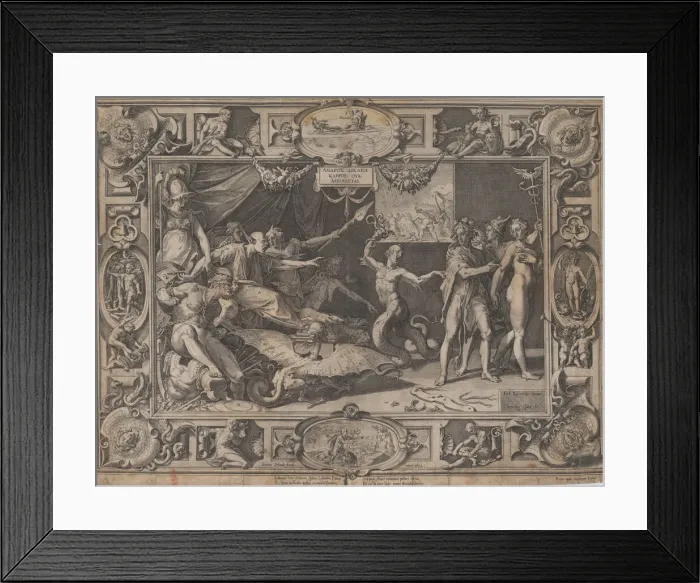 Framed Print : The Calumny of Apelles, 1602. Creator: Cornelis Cort Framed Print : The Calumny of Apelles, 1602. Creator: Cornelis Cort