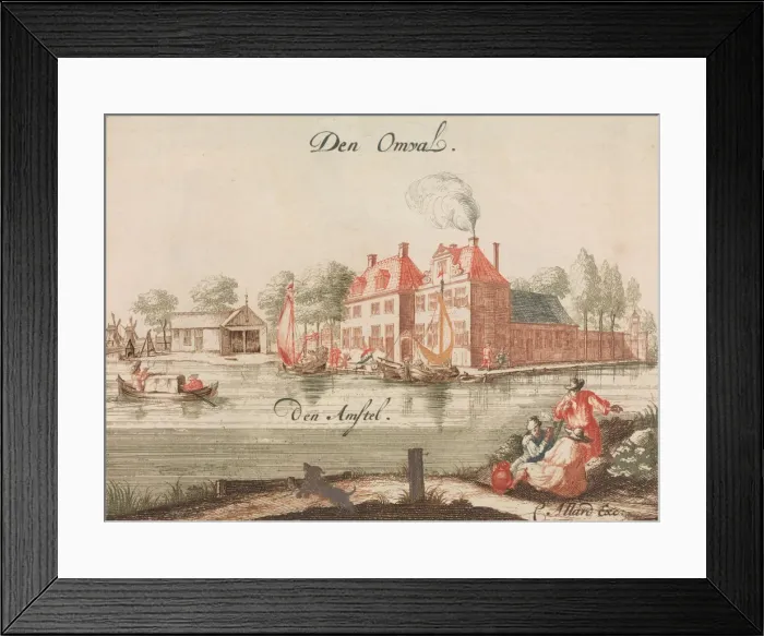 Framed Print : Den Omval, den Amstel, in: Tooneel Der Voornaamste Nederlands Huizen, En Lust Hoven Framed Print : Den Omval, den Amstel, in: Tooneel Der Voornaamste Nederlands Huizen, En Lust Hoven