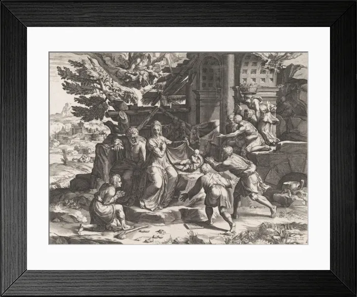 Framed Print : The Adoration of the Shepherds, 1569. Creator: Cornelis Cort Framed Print : The Adoration of the Shepherds, 1569. Creator: Cornelis Cort