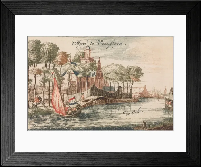 Framed Print : t Huys Weeresteyn by the river Vecht in: Tooneel Der Voornaamste Nederlands Huizen, En Framed Print : t Huys Weeresteyn by the river Vecht in: Tooneel Der Voornaamste Nederlands Huizen, En