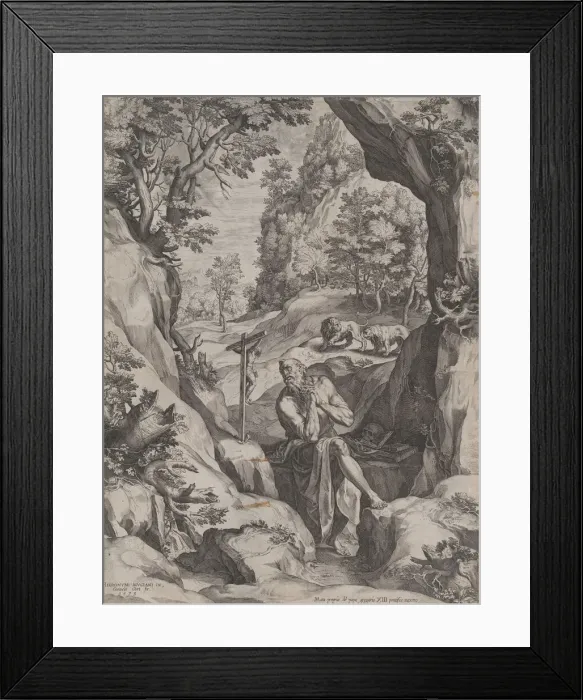 Framed Print : St Jerome Penitent in the Wilderness, 1573. Creator: Cornelis Cort Framed Print : St Jerome Penitent in the Wilderness, 1573. Creator: Cornelis Cort