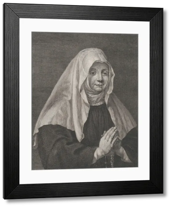 Framed Print : Portrait of a praying nun, ca. 1771. Creator: Carl Guttenberg Framed Print : Portrait of a praying nun, ca. 1771. Creator: Carl Guttenberg