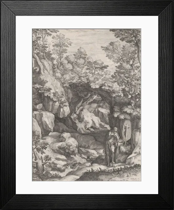 Framed Print : Mary Magdalen Repentant in the Wilderness, 1573. Creator: Cornelis Cort Framed Print : Mary Magdalen Repentant in the Wilderness, 1573. Creator: Cornelis Cort