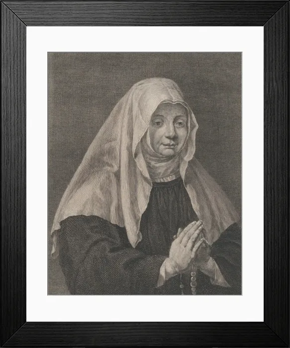 Framed Print : Portrait of a praying nun, ca. 1771. Creator: Carl Guttenberg Framed Print : Portrait of a praying nun, ca. 1771. Creator: Carl Guttenberg