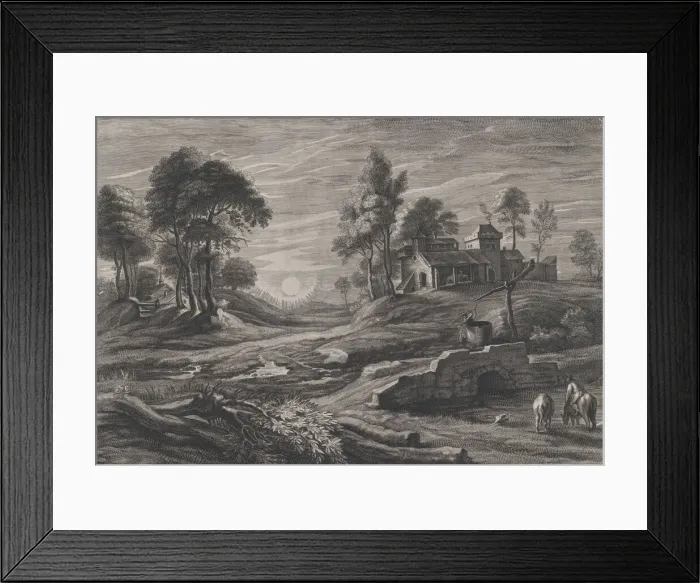 Framed Print : Landscape with Draw-Well, 1638-60. Creator: Cornelis Galle I Framed Print : Landscape with Draw-Well, 1638-60. Creator: Cornelis Galle I