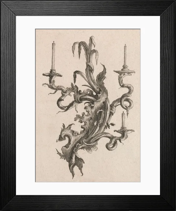 Framed Print : Design for a Three-Armed Candelabra, Plate 2 from an Untitled Series of Des Framed Print : Design for a Three-Armed Candelabra, Plate 2 from an Untitled Series of Des