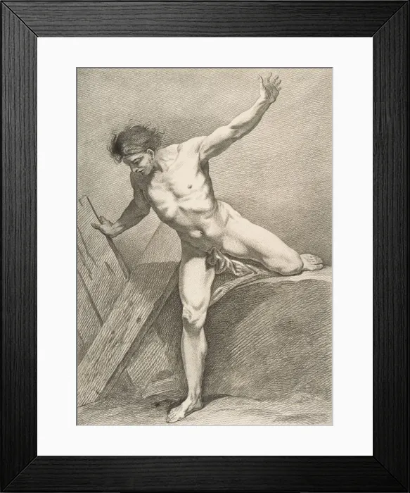Framed Print : An Academie': Striding Man Leaning on a Plank, 1742-43 Framed Print : An Academie': Striding Man Leaning on a Plank, 1742-43