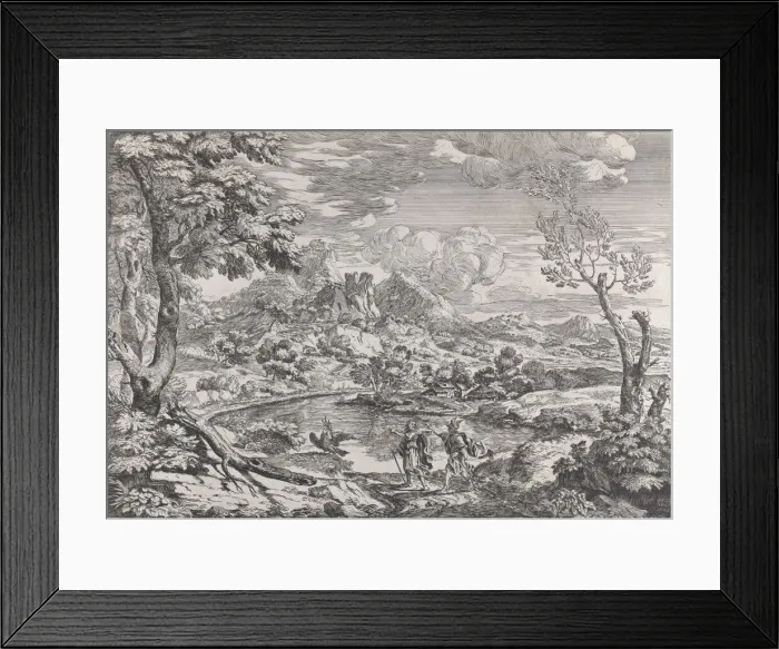 Framed Print : Landscape with a man showing Mercury the eagle of Jupiter, ca. 1695-99 Framed Print : Landscape with a man showing Mercury the eagle of Jupiter, ca. 1695-99