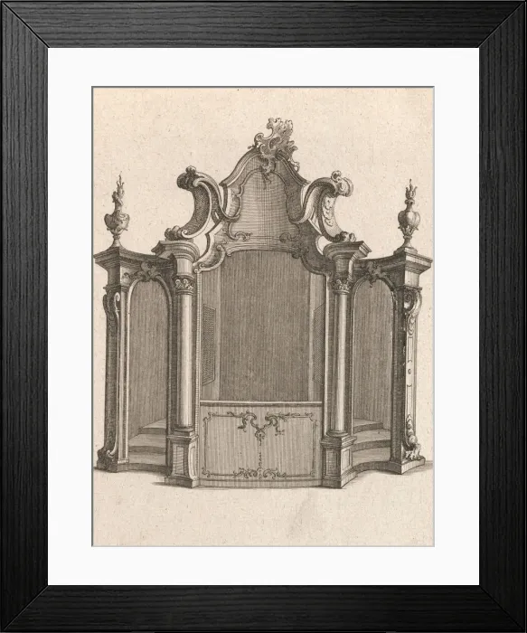 Framed Print : Design for a Confessional, Plate 4 from an Untitled Series of Designs for C Framed Print : Design for a Confessional, Plate 4 from an Untitled Series of Designs for C