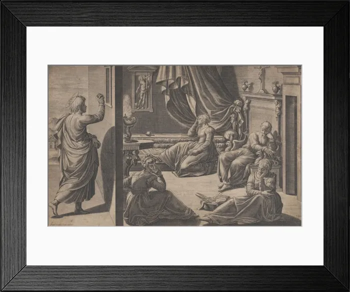 Framed Print : Saint Nicholas of Bari and the Three Poor Girls, 1587. Creator: Cristofano Cartaro Framed Print : Saint Nicholas of Bari and the Three Poor Girls, 1587. Creator: Cristofano Cartaro